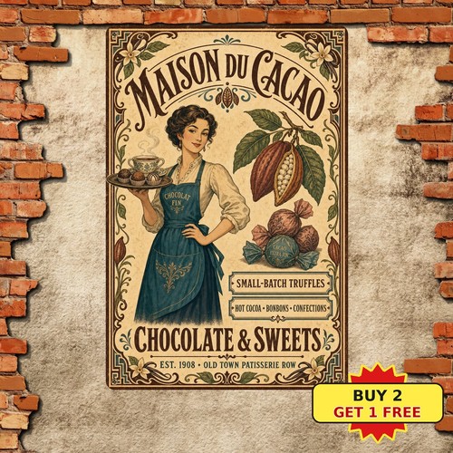 French chocolate rustic metal - french,
